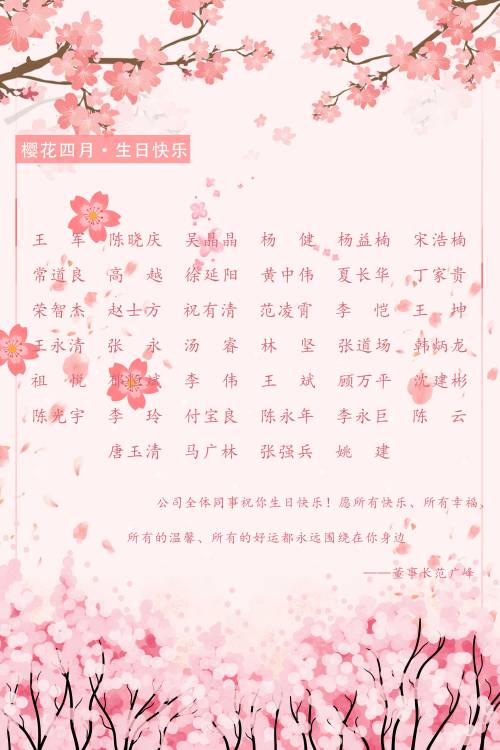 【生日祝福】恭祝4月生日的員工生日快樂(lè )！